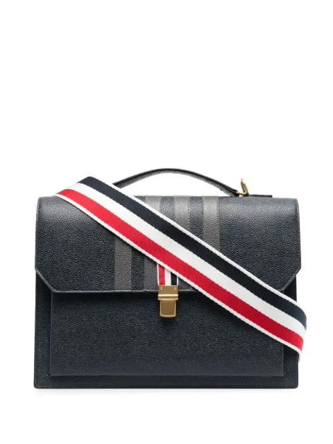 Thom Browne sac à dos en cuir à détail 4 bandes signature