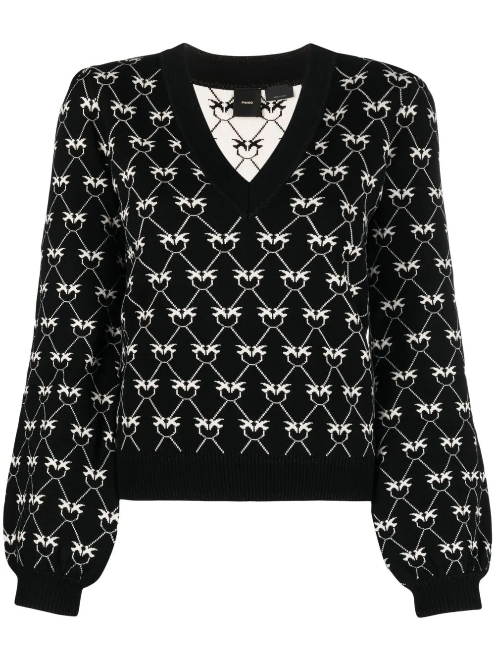 

PINKO Love Birds puff-sleeve jumper - Black