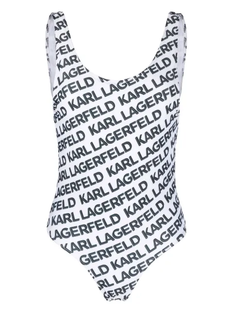 Karl Lagerfeld logo-print low-back swimsuit