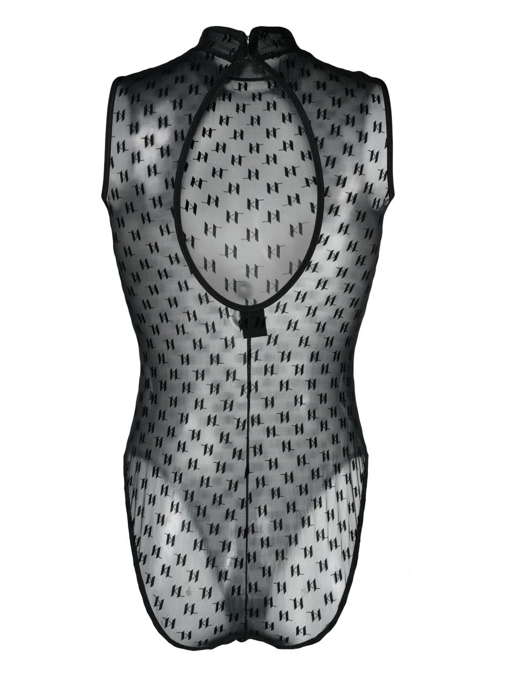 Shop Karl Lagerfeld Monogram Sheer Bodysuit In Black