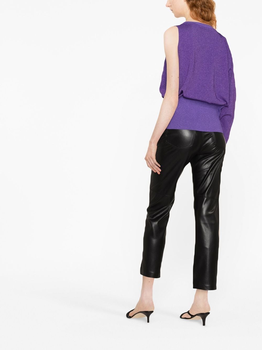 Shop Karl Lagerfeld One-sleeve Glitter-embellished Jumper In Purple