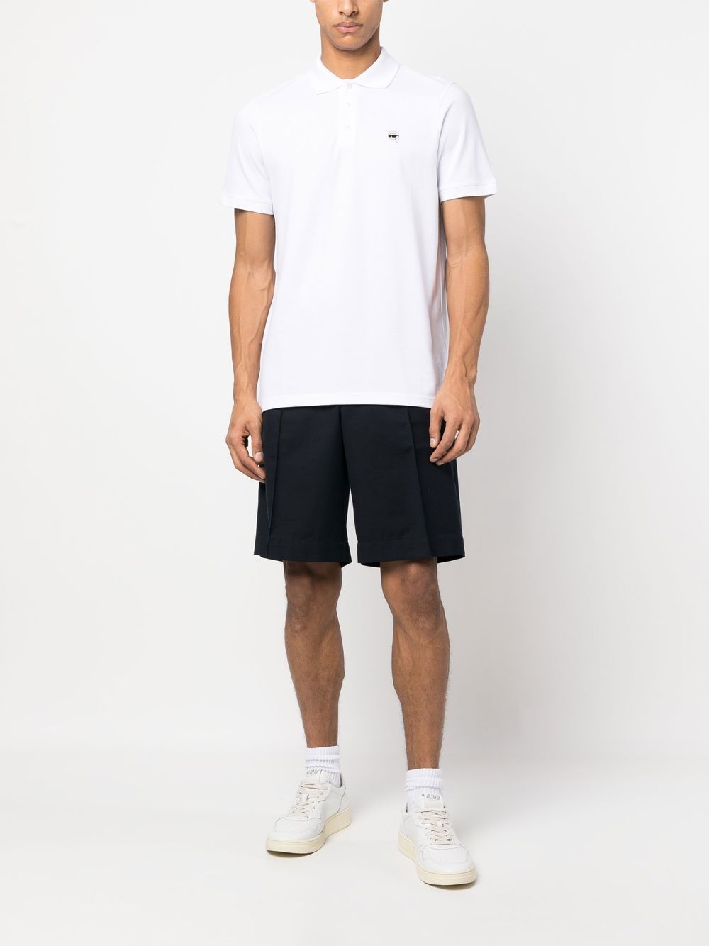 Shop Karl Lagerfeld Ikonik Embroidered Polo Shirt In White
