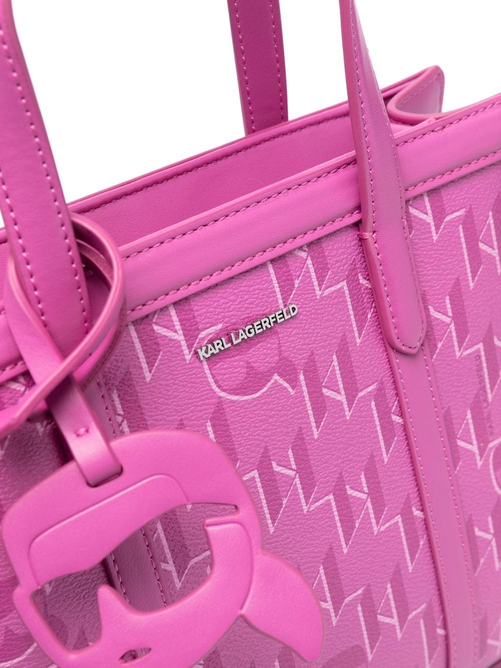 Karl Lagerfeld Voyage Logo Quilted Two Way Tote in Pink