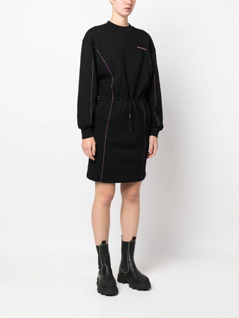 Shop Karl Lagerfeld Logo-print Jumper Dress In Black