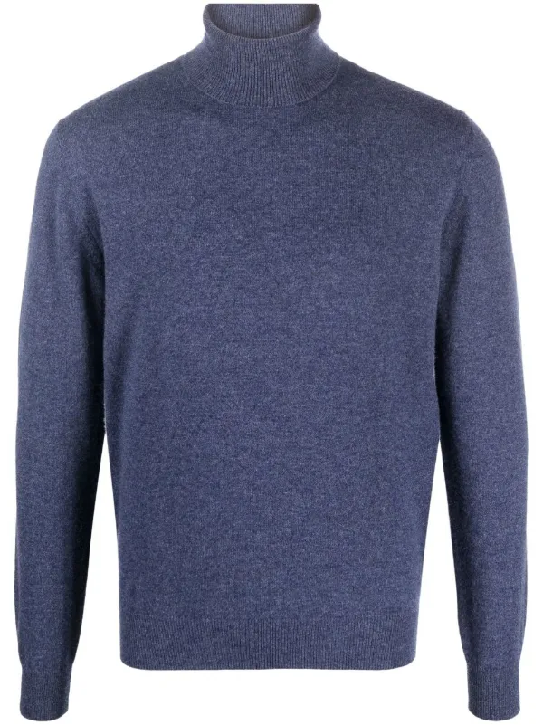 Corneliani タートルネック カシミアセーター | ブルー Corneliani タートルネック カシミアセーター | ブルー