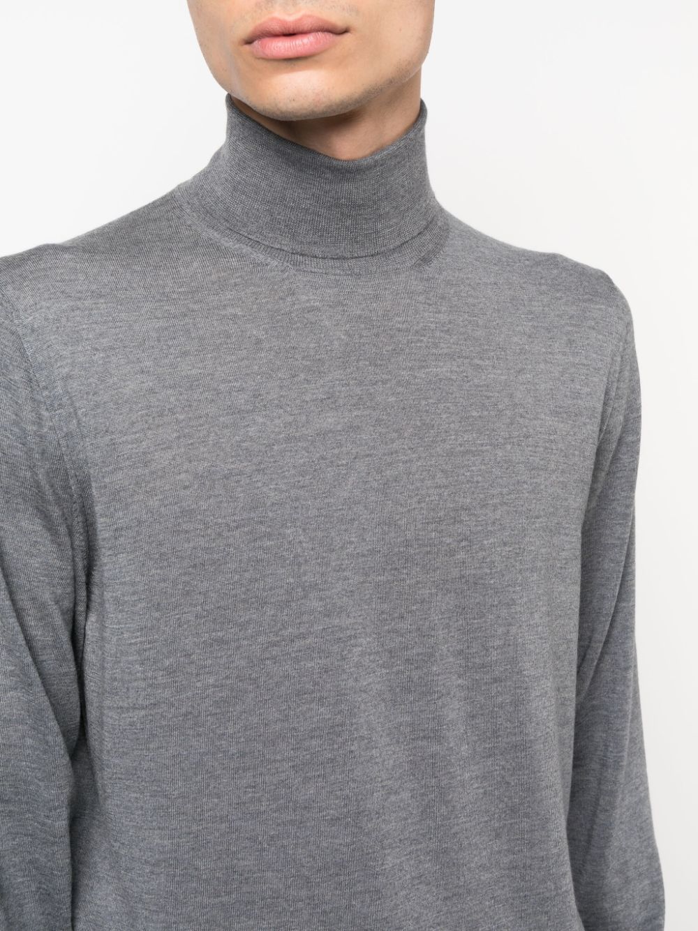 Shop Corneliani Roll-neck Long-sleeve Jumper In Grey