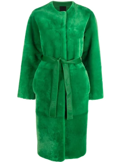 Blancha tied-waistband faux-fur coat