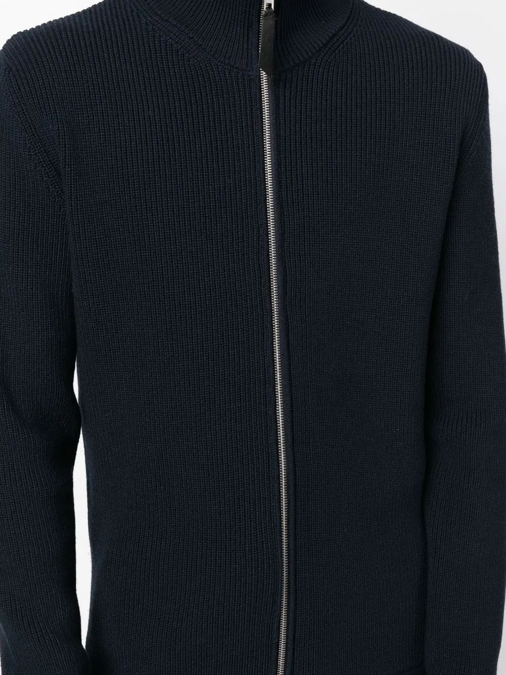 Shop Maison Margiela Ribbed Zip-up Cardigan In Blau