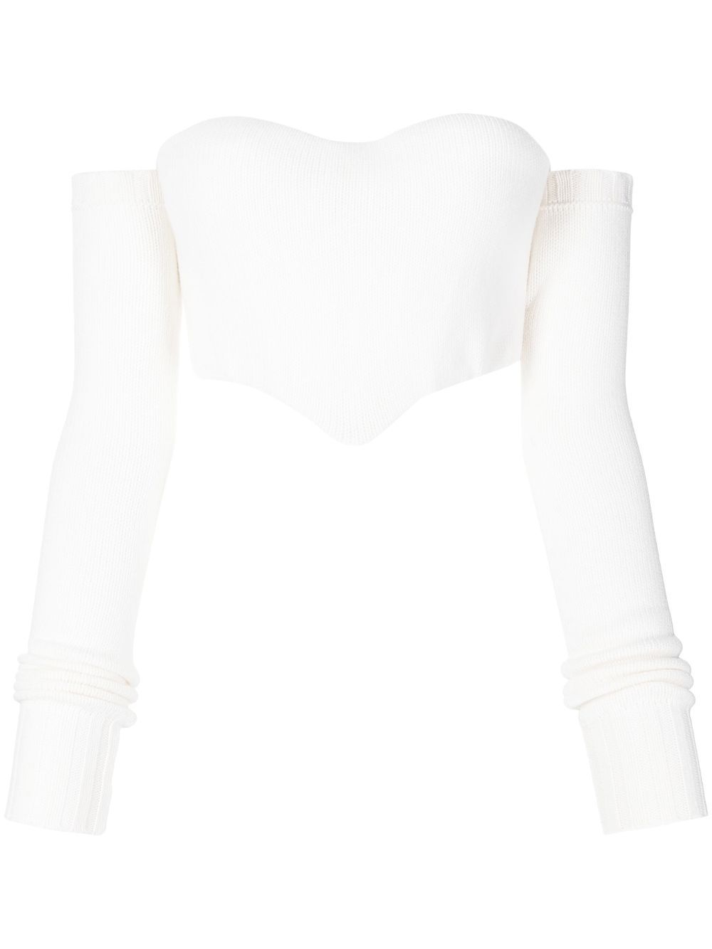 Ermanno Scervino off-shoulder cashmere corset top - White