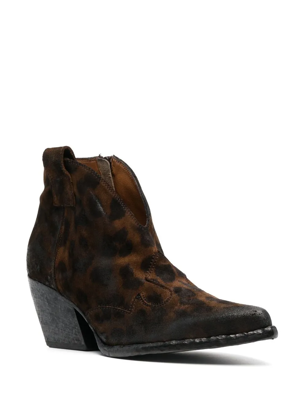 Elena Iachi Leopard-print Pointed-toe Ankle Boots In Brown