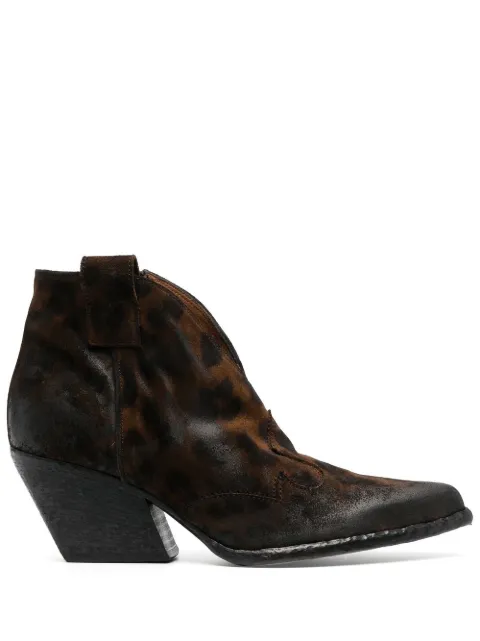 Elena Iachi leopard-print pointed-toe ankle boots