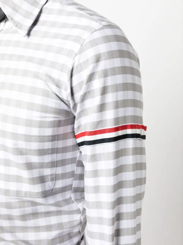 Thom Browne RWB Gingham Oxford Shirt | Grey | FARFETCH AO