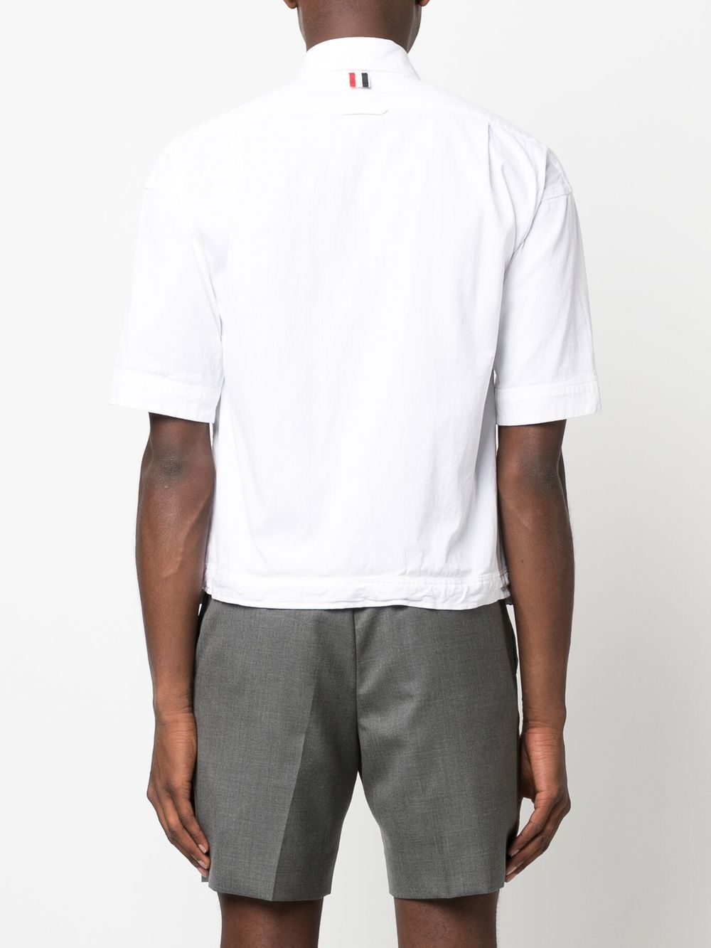 Shop Thom Browne Drawstring Short-sleeved Shirt In White