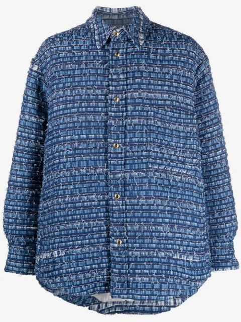 Thom Browne sobrecamisa de tweed de mezclilla