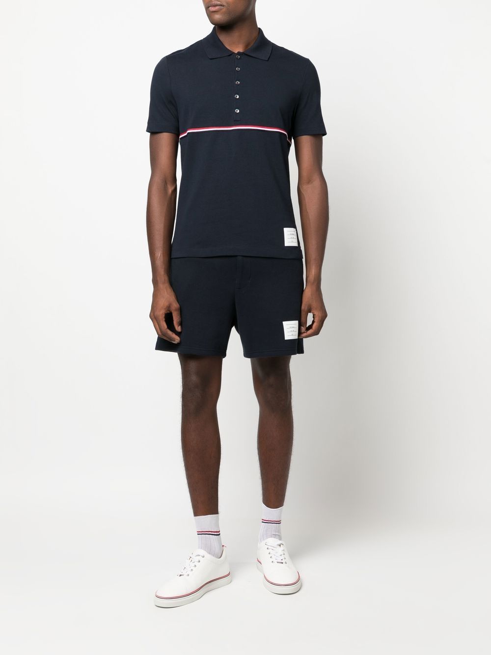 Shop Thom Browne Rwb-stripe Polo Shirt In Blue