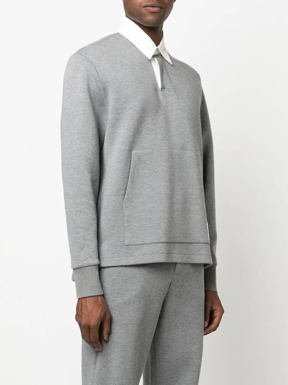 Thom Browne Logo-patch Rugby Polo Top In Grey
