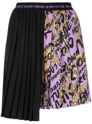 Versace Jeans Couture Logo brush-print Pleated Skirt - Farfetch