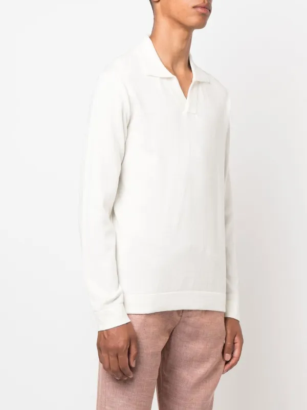 Frescobol Carioca Knitted long-sleeve Polo Shirt Neutrals