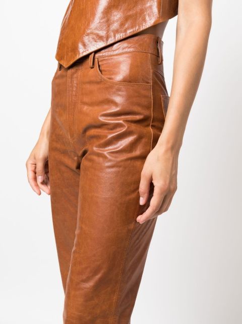 straight leg leather trousers