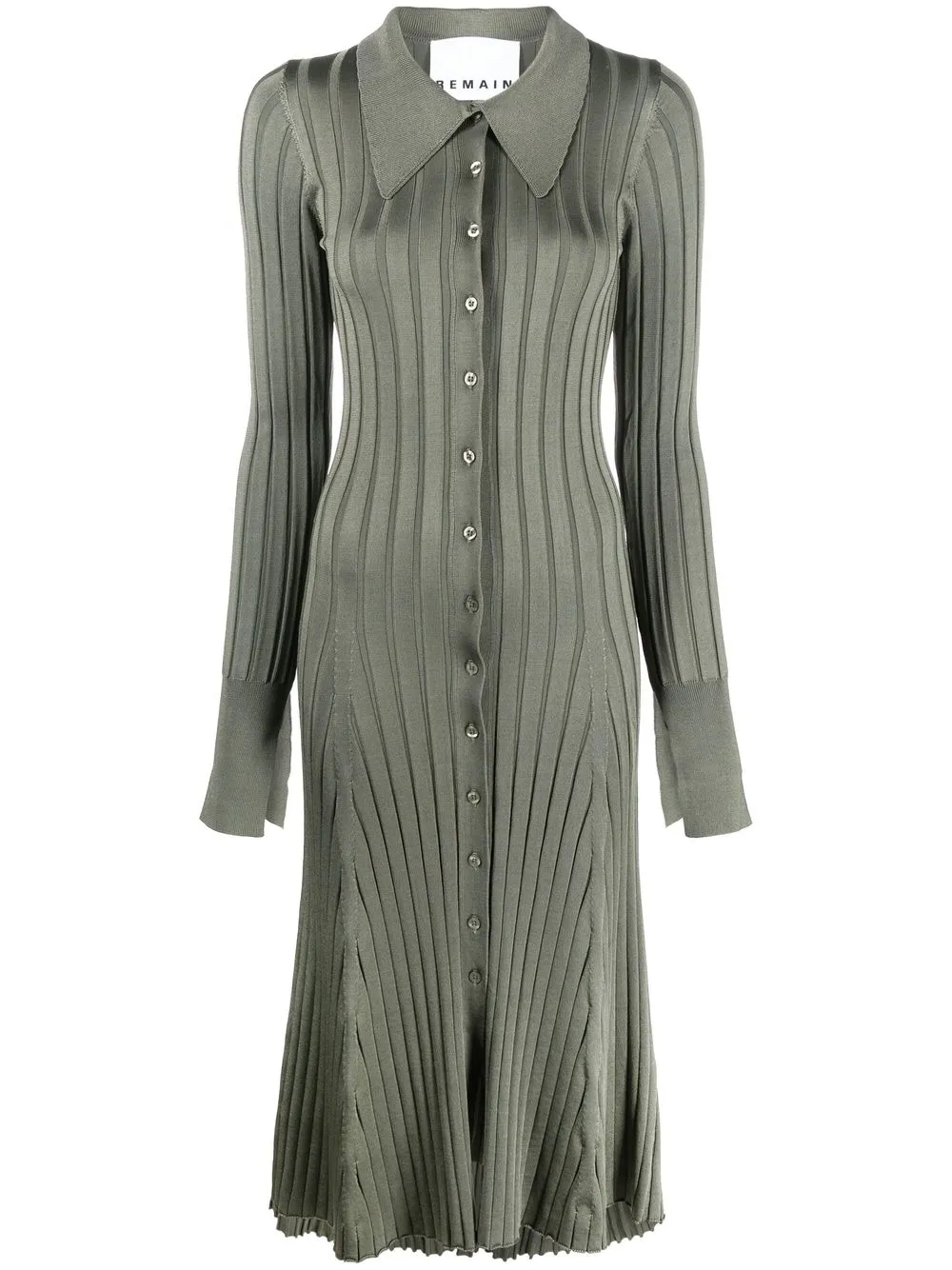 

REMAIN ribbed-knit shirtdress - Green