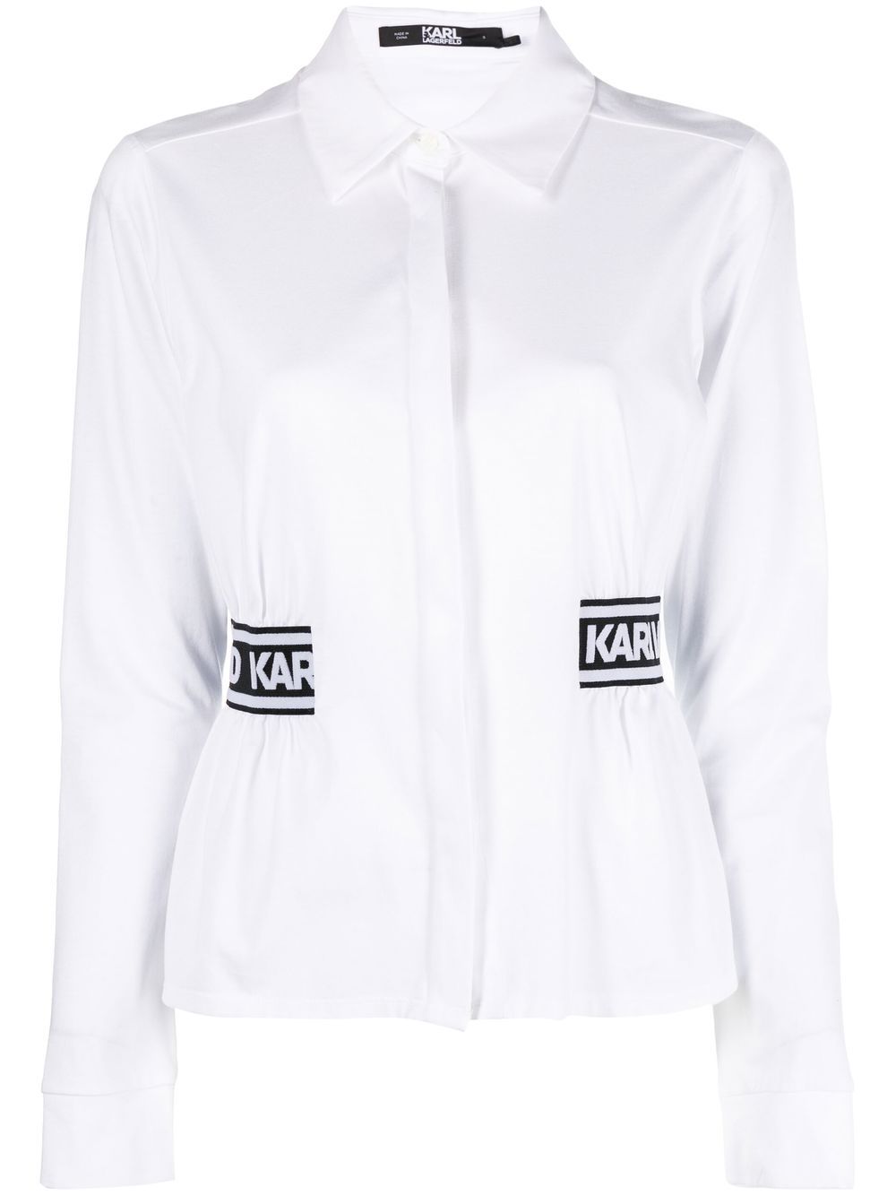 Karl Lagerfeld logo-tape button-up shirt - White
