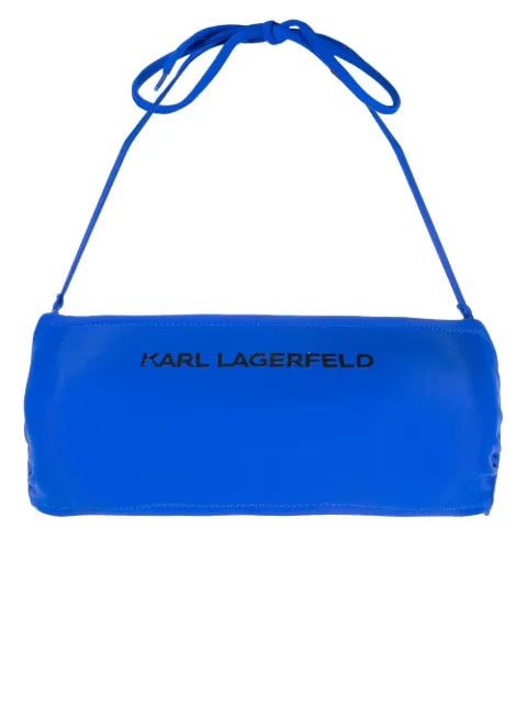 Karl Lagerfeld top de bikini tipo bandeau con logo estampado