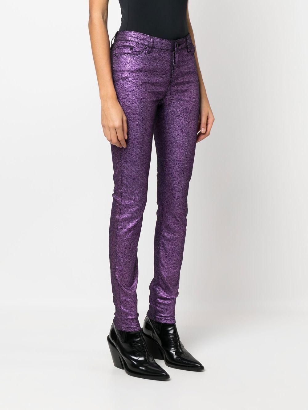 Shop Karl Lagerfeld Metallic Skinny Jeans In Purple