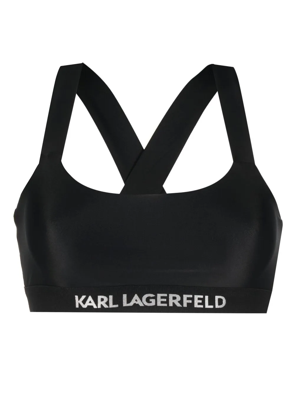 

Karl Lagerfeld top de bikini con tiras cruzadas - Negro