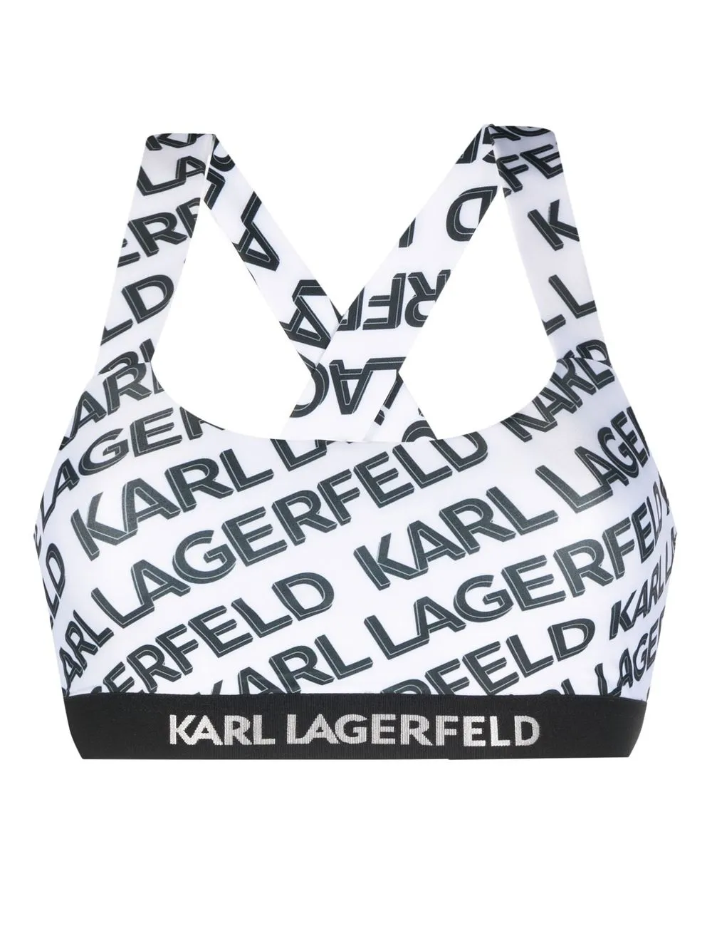 

Karl Lagerfeld all-over logo print sports bra - White