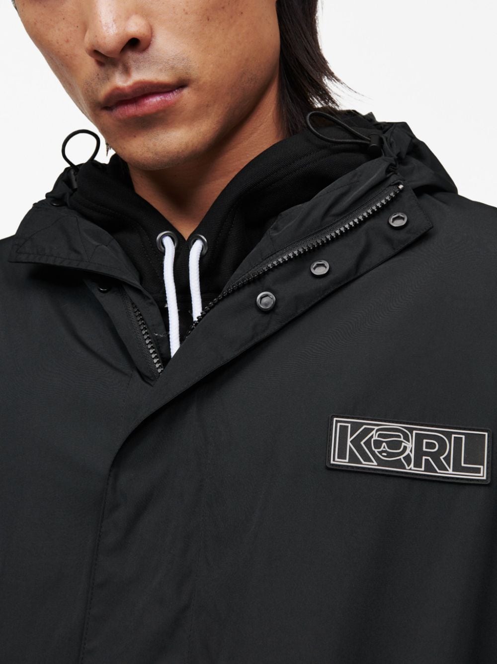 Shop Karl Lagerfeld Ikonik 2.0 Hooded Parka In Black