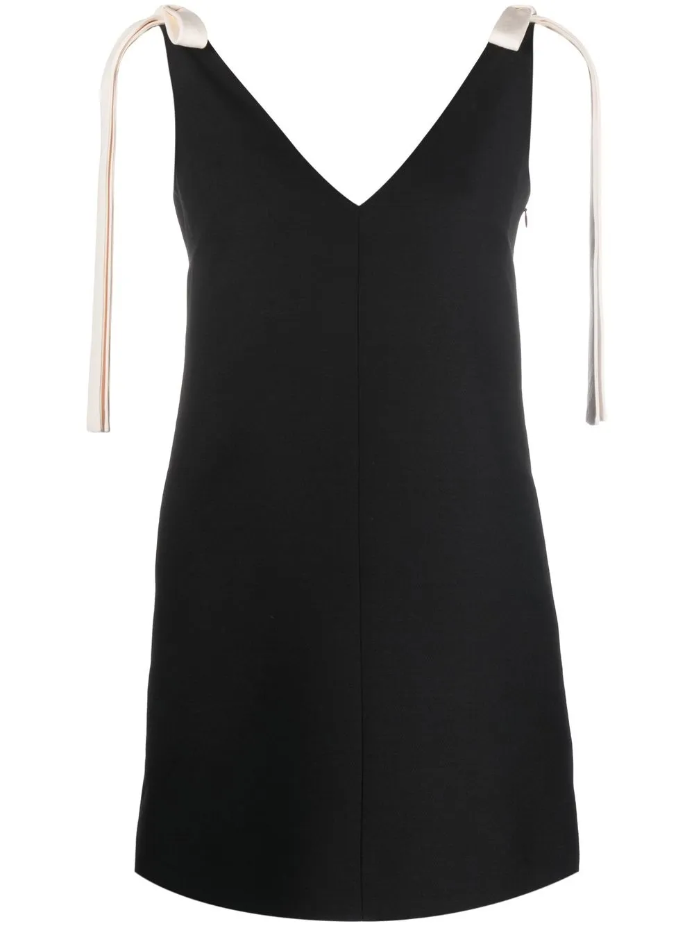 Valentino Bow-detail V-neck Shift Dress In Black