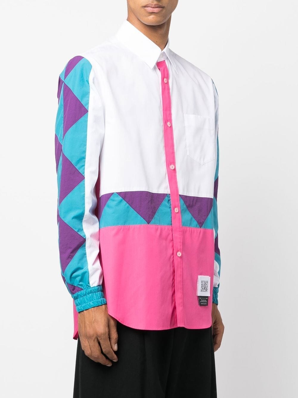 Shop Fumito Ganryu Colour-block Windbreaker Shirt In White