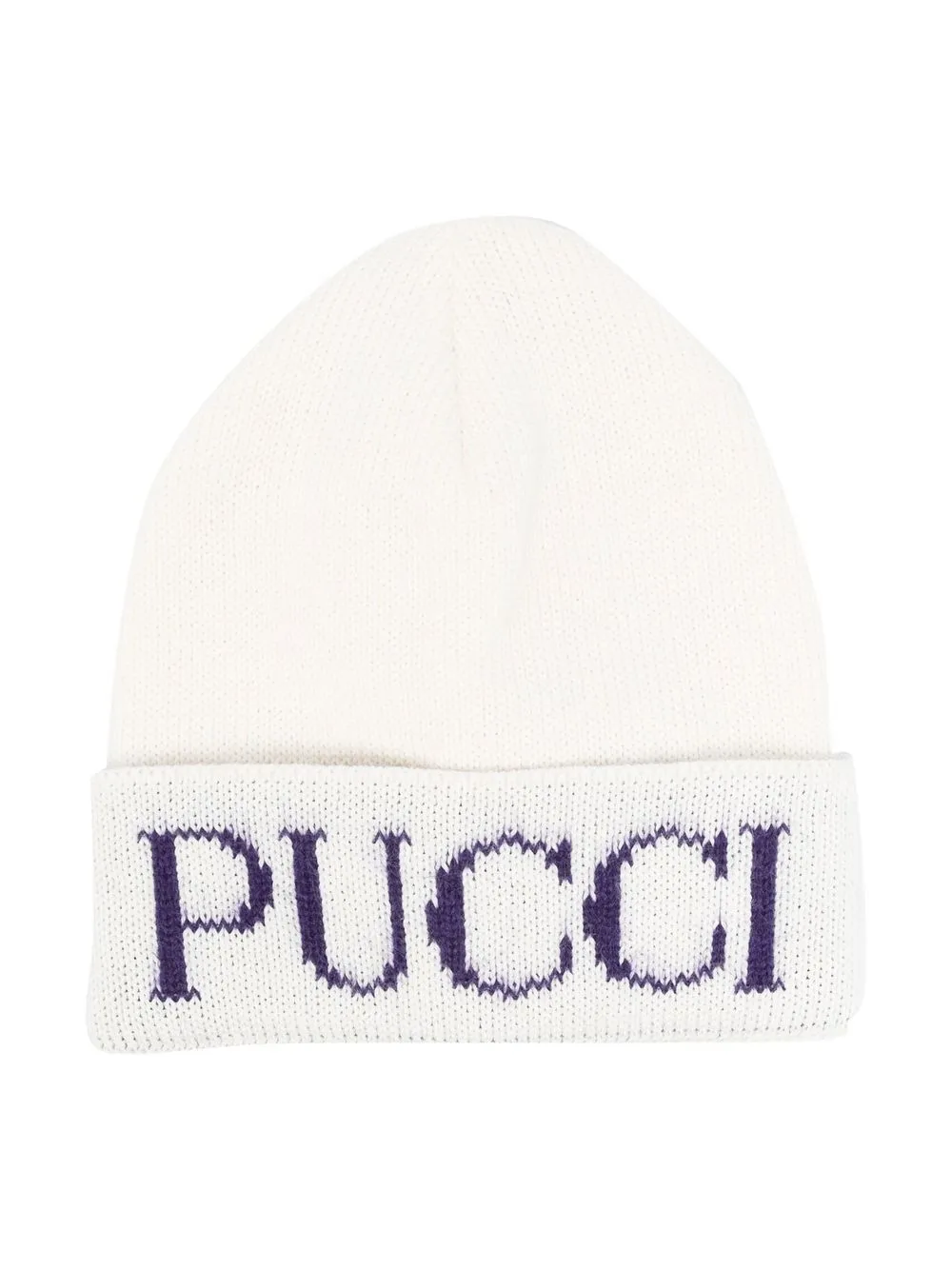 

PUCCI Junior logo-knit beanie hat - White