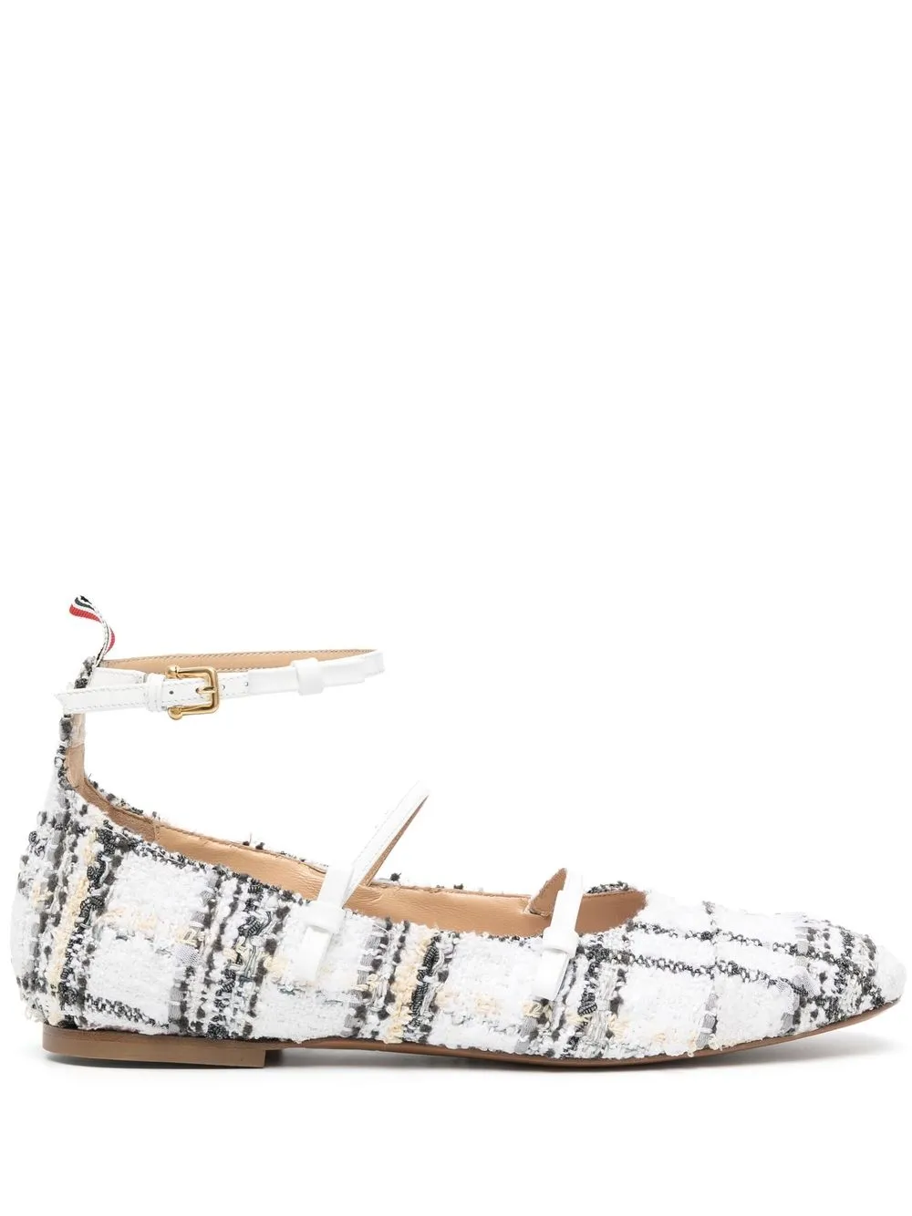 Thom Browne Plaid-check Tweed Ballerina Shoes In Grey