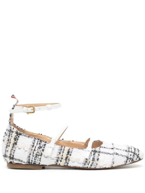 Thom Browne plaid-check tweed ballerina shoes