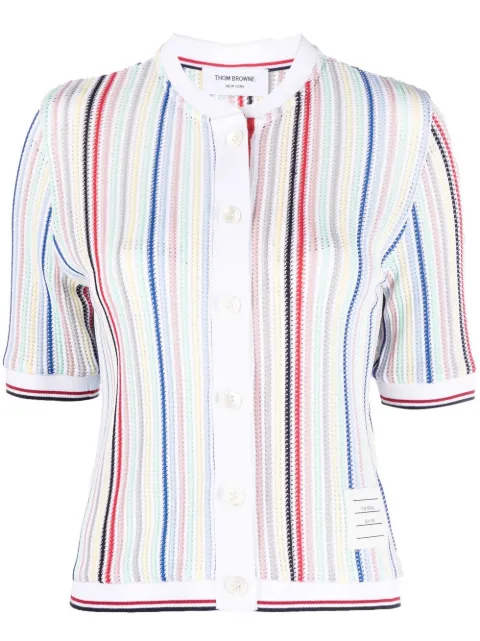 Thom Browne كارديغان مخطط بأكمام قصيرة