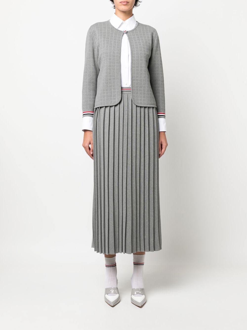 Thom Browne grid-stitch cropped cardigan - Grijs