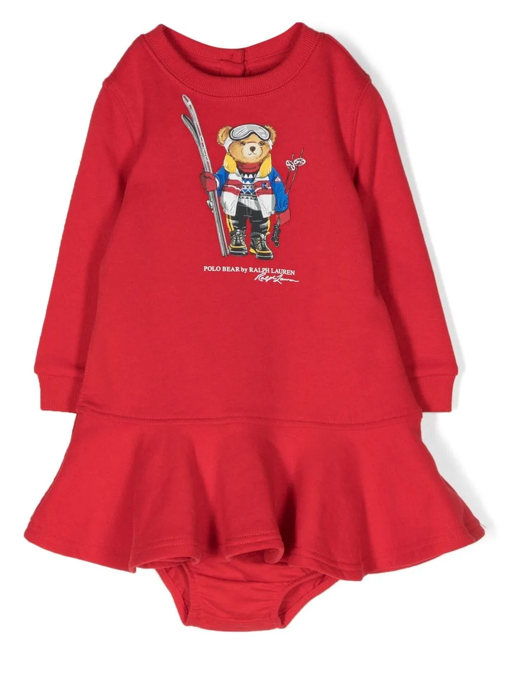 

Ralph Lauren Kids vestido Polo Bear de manga larga - Rojo