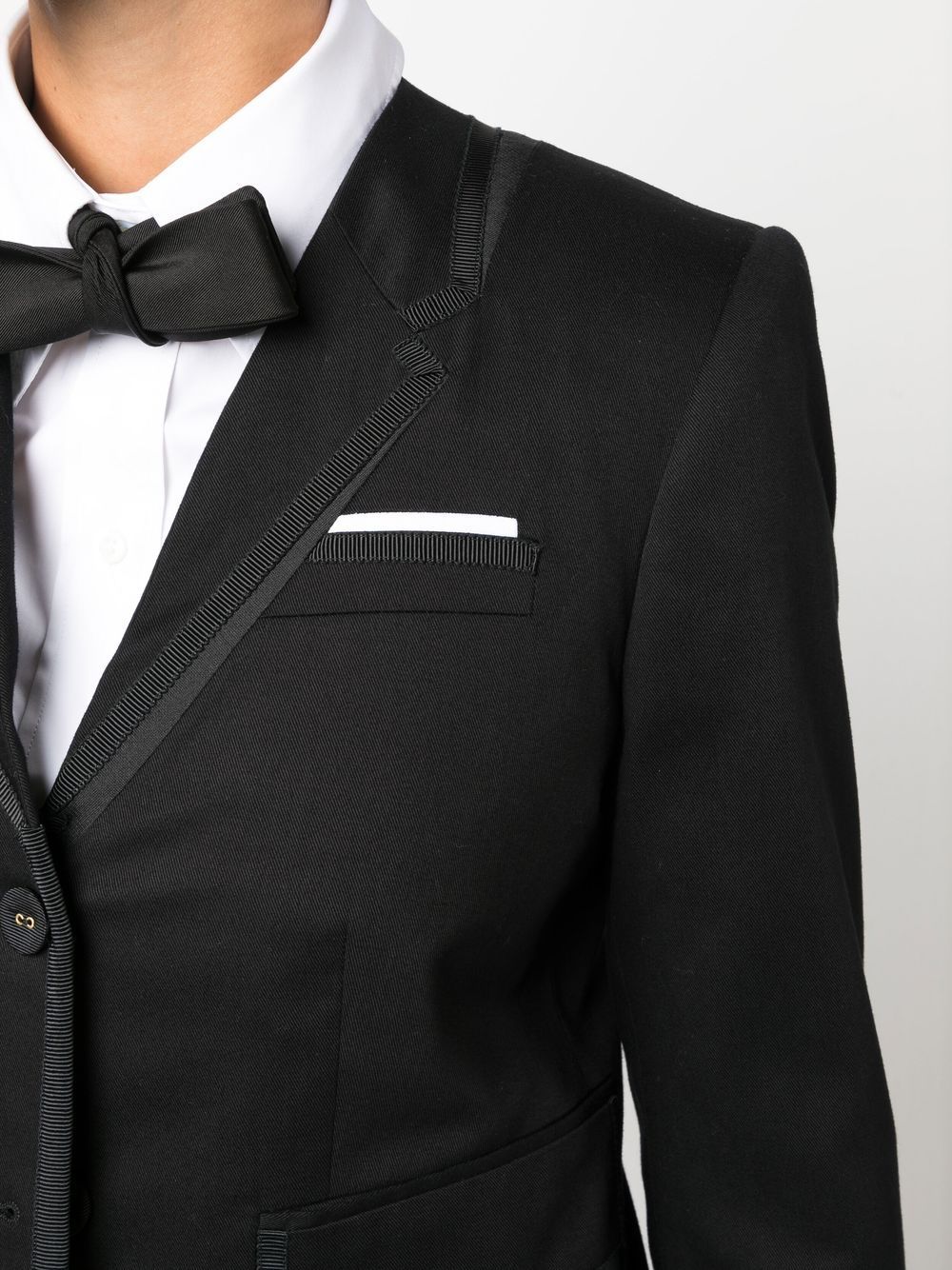 Shop Thom Browne Single-breasted Silk Blazer In Black