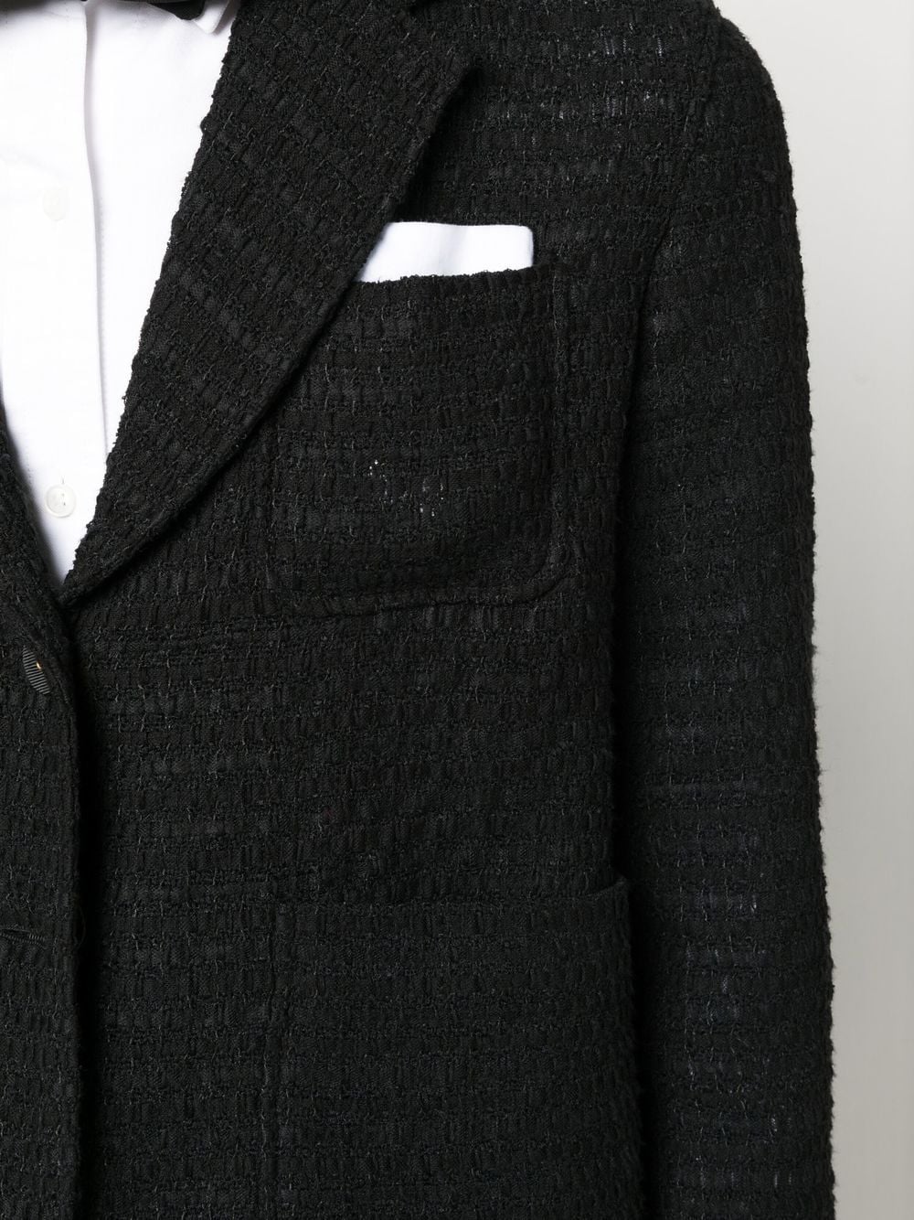 Shop Thom Browne Cropped Sack Sport Tweed Jacket In Schwarz
