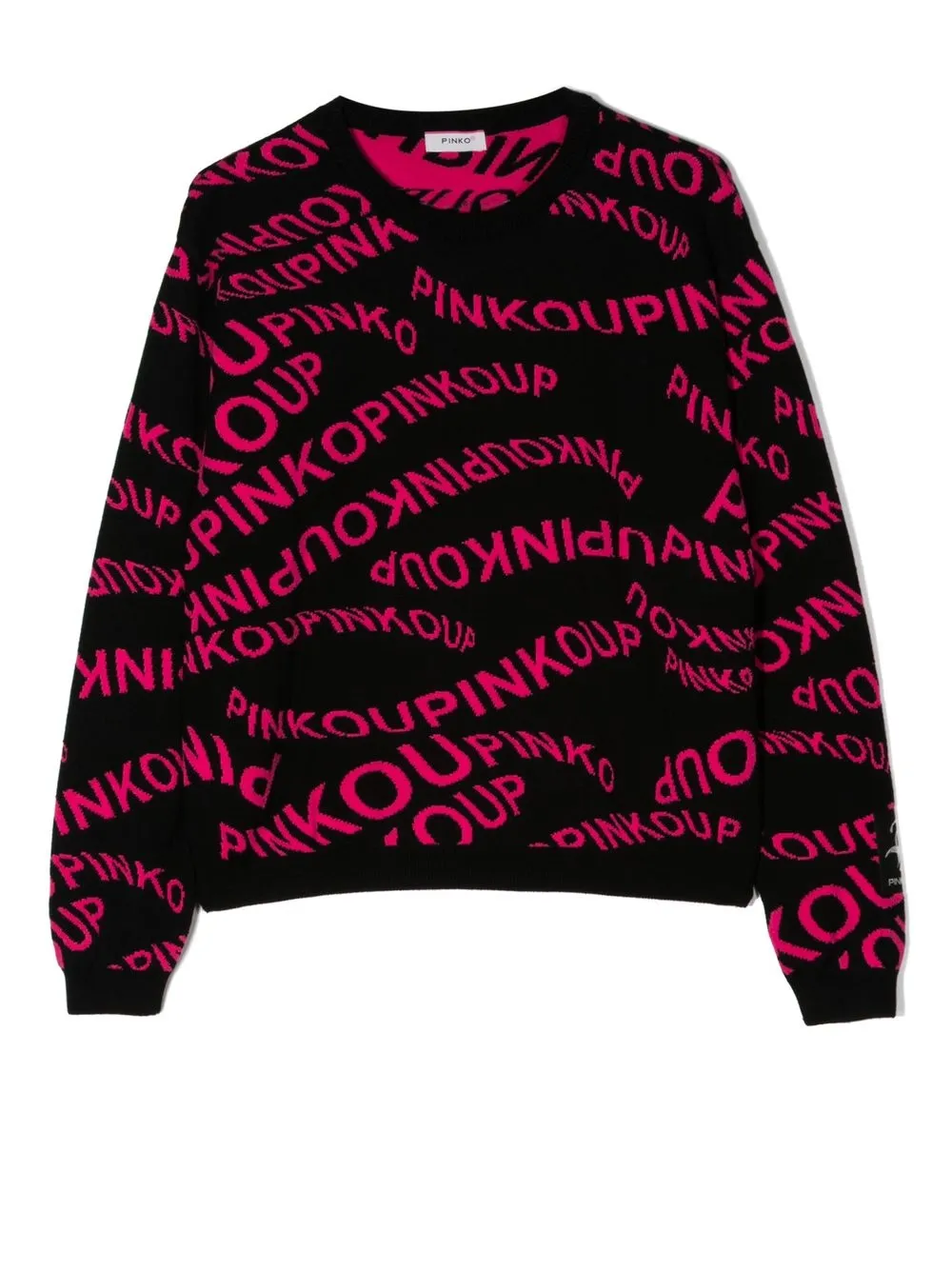 

Pinko Kids suéter con cuello redondo y logo estampado - Negro