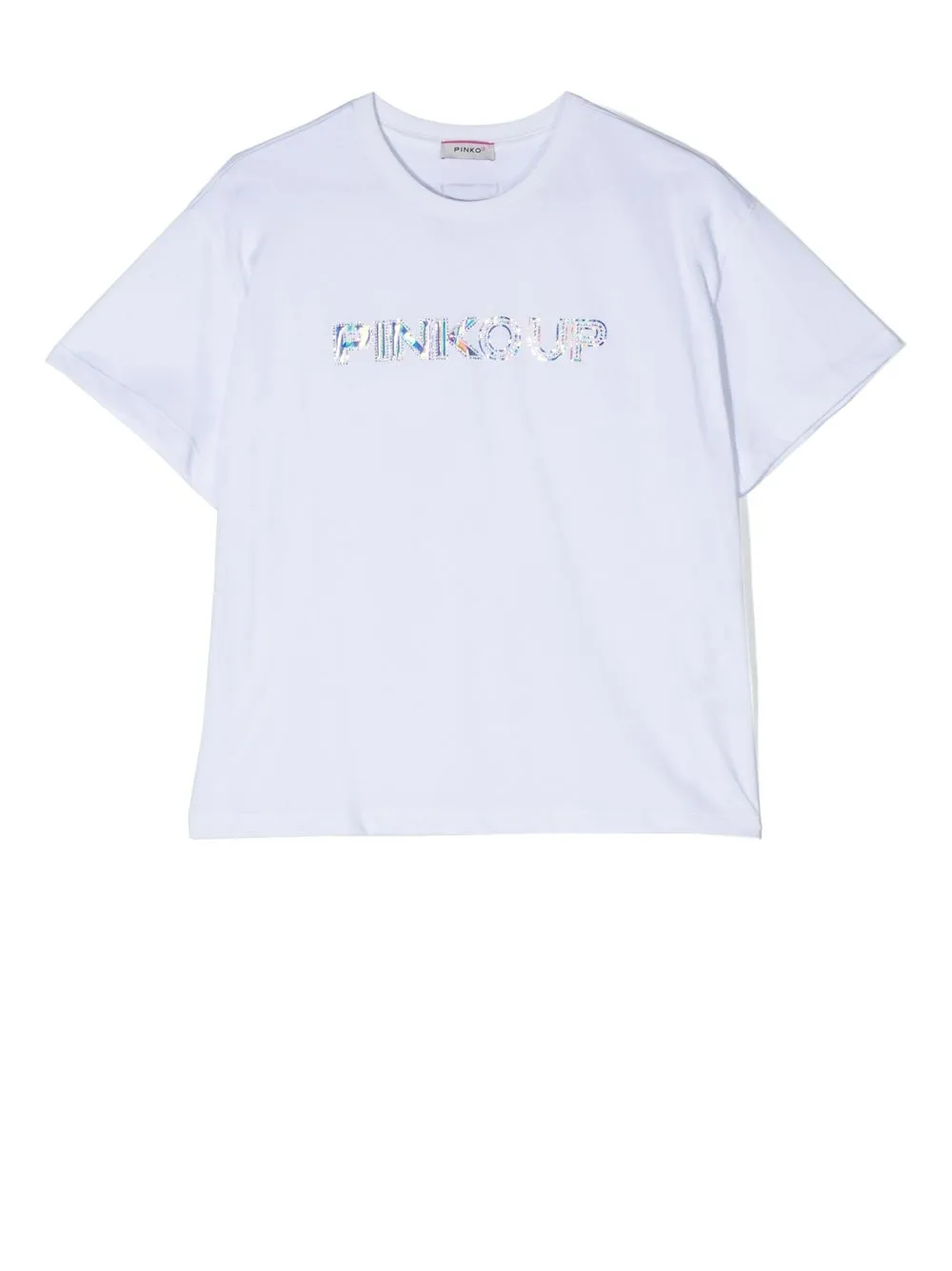 

Pinko Kids playera con logo holográfico de strass - Blanco