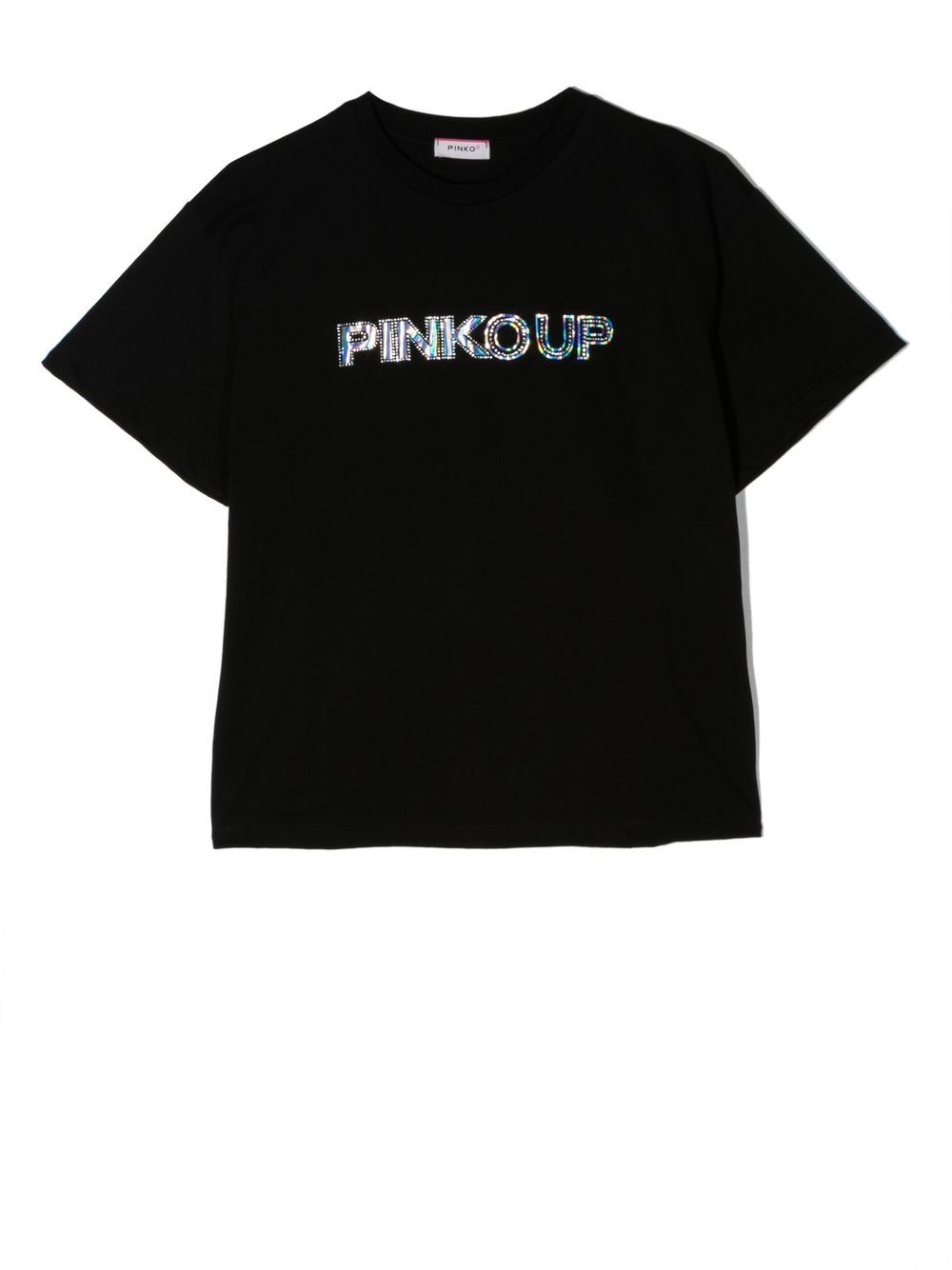 

Pinko Kids playera con eslogan metalizado - Negro