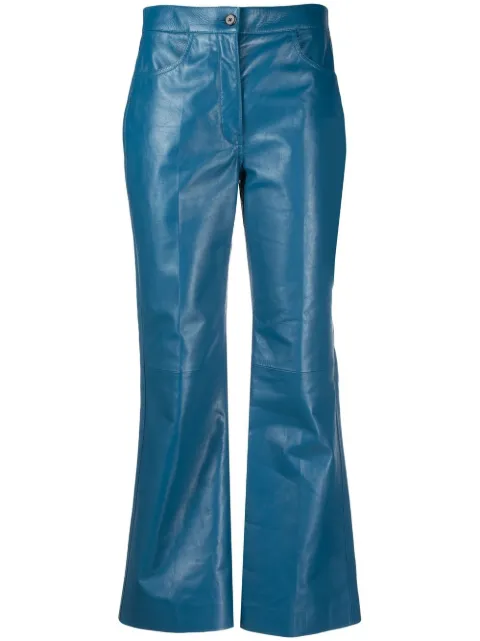 Jil Sander kick-flare cropped leather trousers