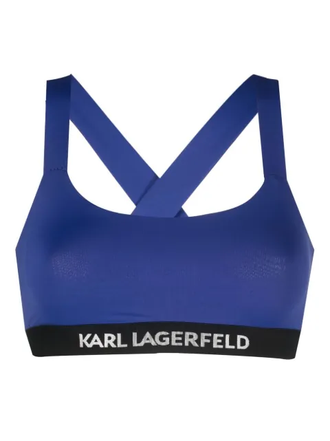 Karl Lagerfeld top tipo bandeau con logo estampado