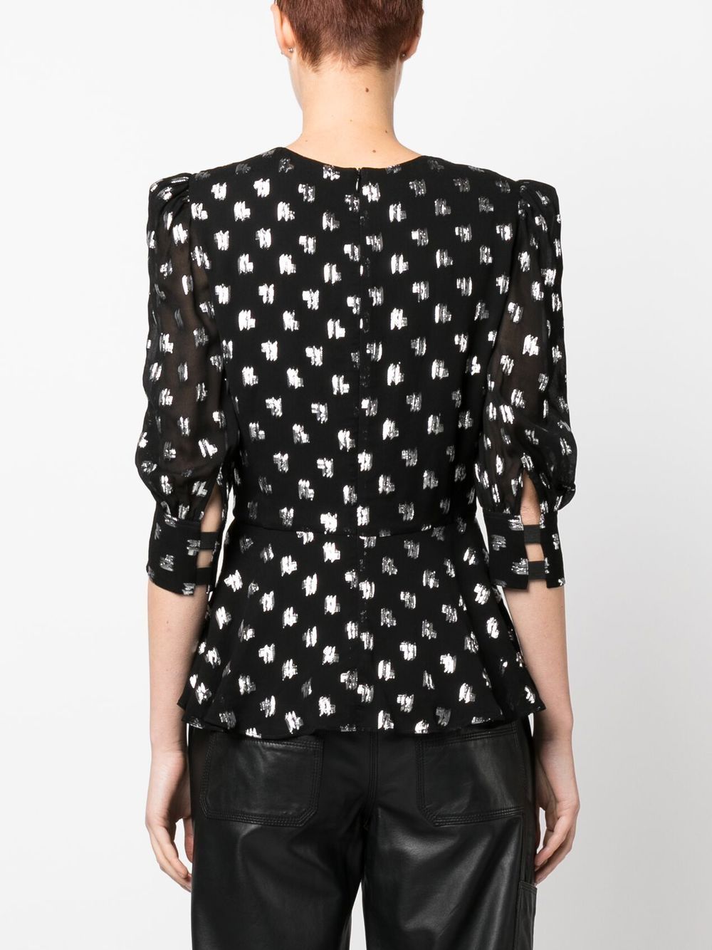 Shop Karl Lagerfeld Monogram-pattern Flared Blouse In Black