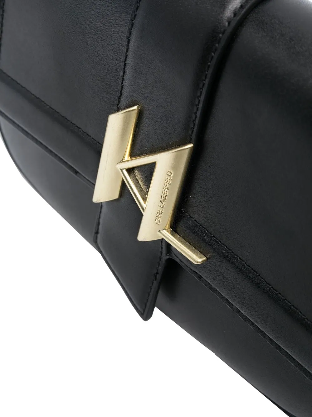 Karl Lagerfeld K/saddle Leather Shoulder Bag In Black ModeSens