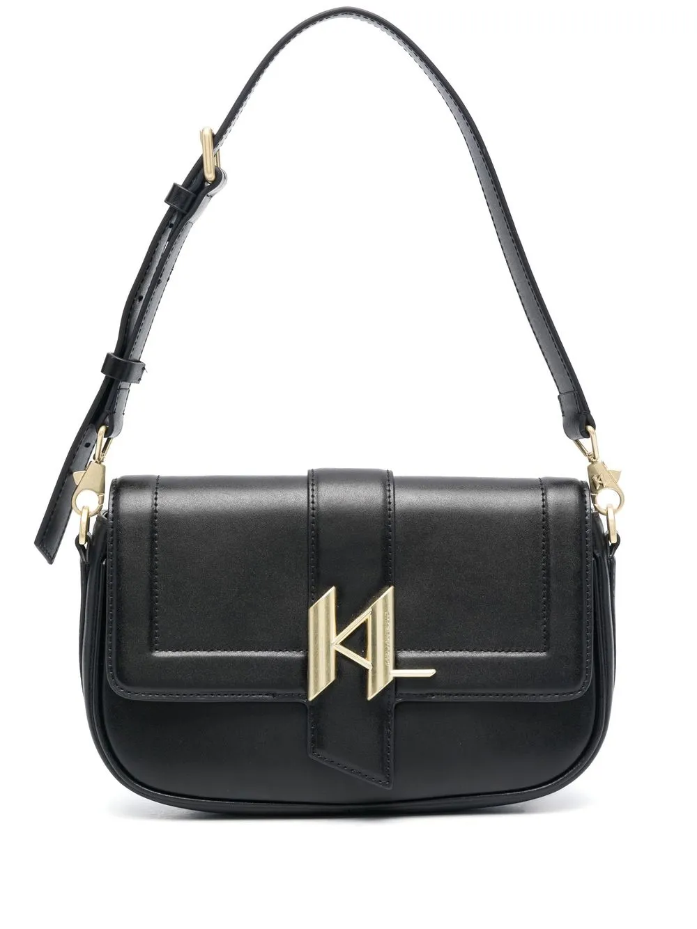 

Karl Lagerfeld K/Saddle leather shoulder bag - Black