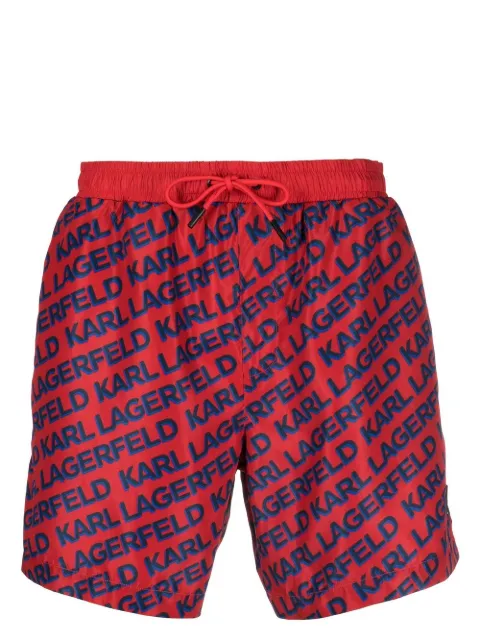 Karl Lagerfeld Diagonal logo-print swim shorts 
