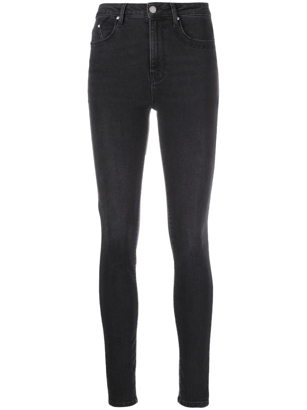 Karl Lagerfeld Logo-embroidered High-waisted Skinny Jeans In Black